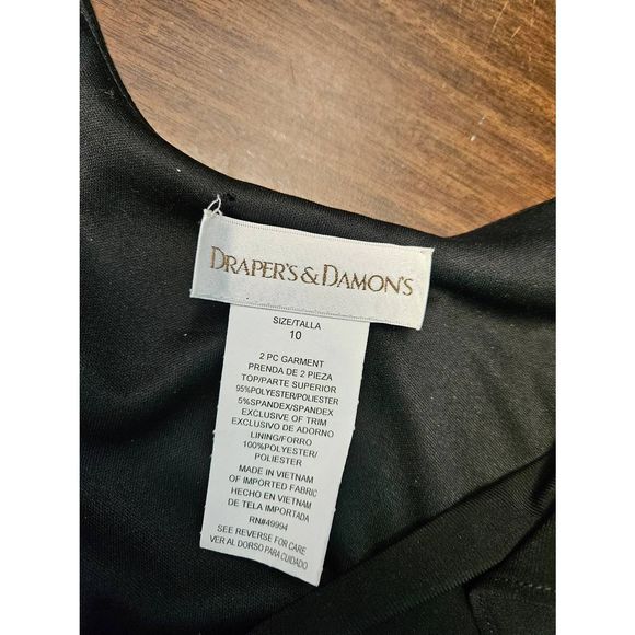 Drapers & Damon's Black Peplum Blouse Womens size 10 Vintage 80's Embellished To - Picture 7 of 9